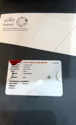 Loose Natural Pearl DANAT cert 2 carats 7mm