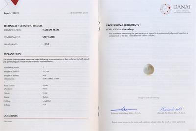 Lusterous Round - Creamy Natural Basra Pearl Certificate