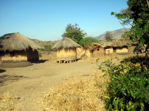 Huts in Malawi Village