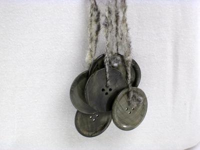 Muscatine Black Pearl Button Necklace on Gray Iowa Wool