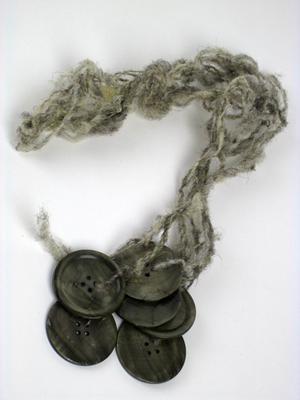 Muscatine Black Pearl Button Necklace on Gray Iowa Wool