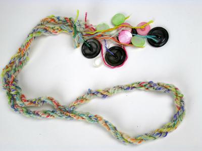 Muscatine Button Necklace Black and Colored Buttons