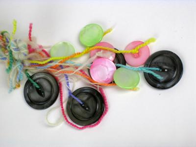 Muscatine Button Necklace Black and Colored Buttons