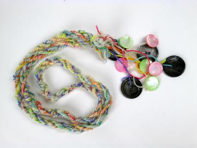 Muscatine Button Necklace Black and Colored Buttons