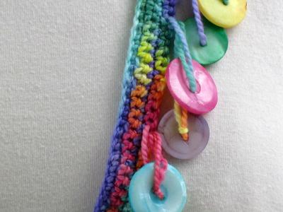 Muscatine Button Necklace Crocheted on Colorful Wool