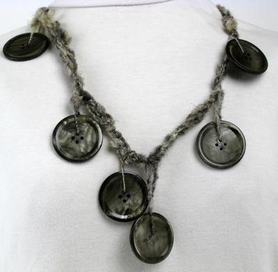 Muscatine Button Necklace in Black on Hand Spun Iowa Wool