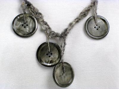 Muscatine Button Necklace in Black on Hand Spun Iowa Wool