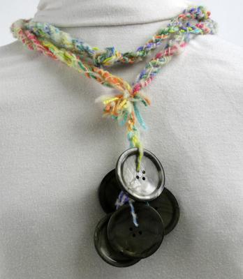 Muscatine Button Necklace with Large Black Buttons