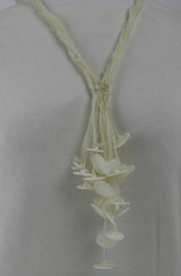 Muscatine White Button Necklace on Handspun Wool