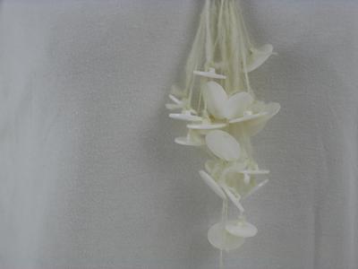 Muscatine White Button Necklace on Handspun Wool