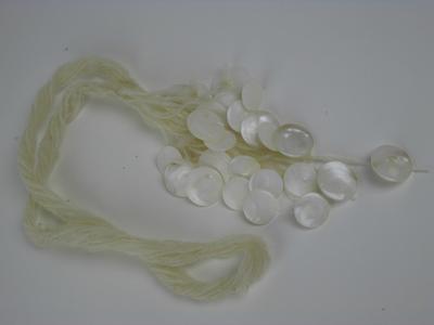 Muscatine White Button Necklace on Handspun Wool