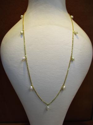 Natural Baroque-Oval Pearls Strung on an 18k Gold Chain
