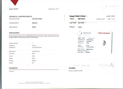 Certificate Natural Basra 4.35 carat Drop Shaped Pearl