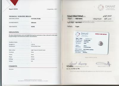 Certificate Natural Basra 5.28 carat Loose Pearl Drilled