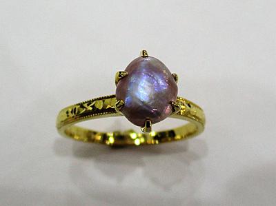 Natural Basra Baroque Pearl Ring 2+ carats