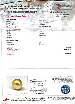 Certificate Natural Basra Loose Pearl from Arabian/Persian Gulf 2 carats