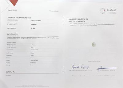 Cert - Natural Basra Pearl 1 carat Cream Undrilled