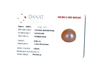 Certificate Natural Basra Pearl 0.885 carats not drilled
