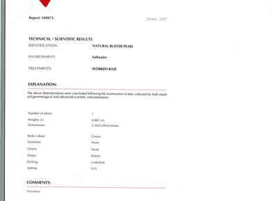 Certificate Natural Basra Pearl 0.885 carats not drilled