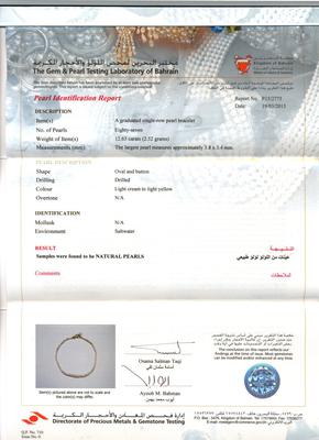 Natural Basra Pearl Adjustable Bracelet - Certificate