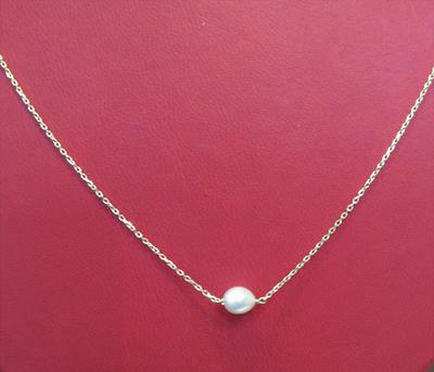 Natural Basra Pearl Attached to an 18k Gold Chain