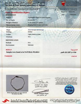 Certificate Natural Basra Pearl Bracelet -17.58 carats Persian Gulf Pearls