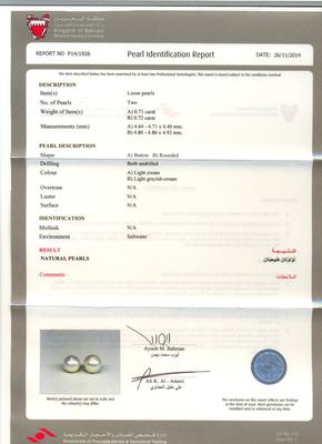 Natural Basra Pearl Earrings - Certificate