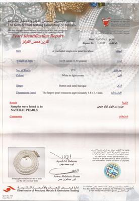 Natural Basra Pearl Necklace   &  32.04 Carats Certificate