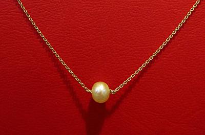 Natural Basra Pearl Necklace on 18k Gold Chain 1.17 carats
