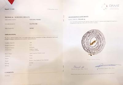 Certificate Natural Basra Pearl Necklace Single Strand