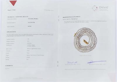 Natural Basra Pearl Necklace Strand 20 Inches Certificate