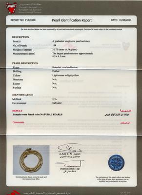 Natural Basra Pearl Necklace with Rounded, Oval & Button Shaped Pearls Certificate