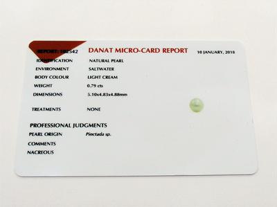 Certificate Natural Basra Pearl on 18k Gold