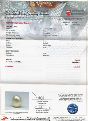 Natural Basra Pearl Pendant 1+ Carat Oval Shape with Diamond