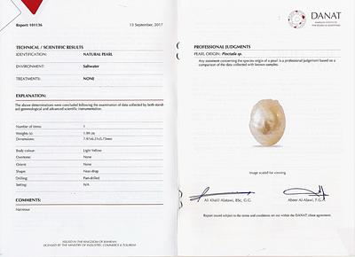 Natural Basra Pearl Pendant 7mm 18k White Gold