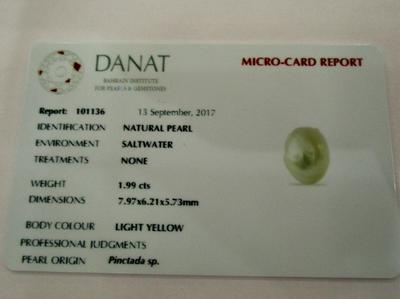 Natural Basra Pearl Pendant 7mm 18k White Gold