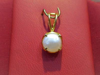 Natural Basra Pearl Pendant Button Shape 1+ carat 7mm