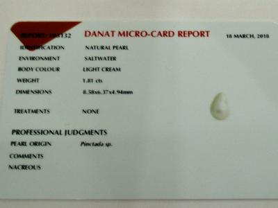 Natural Basra Pearl Pendant Near Drop 8mm 18k Gold