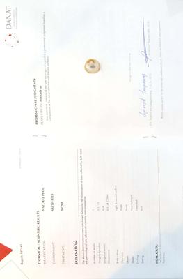 Natural Basra Pearl Pendant on 18k Gold Light Brownish Yellow