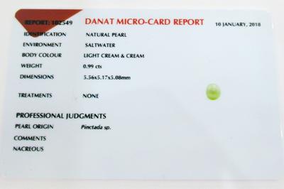 Certificate Natural Basra Pearl Pendant with Diamonds and Yellow Gold