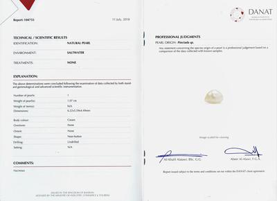 Natural Basra Pearl Ring 1 carat on 18k Gold