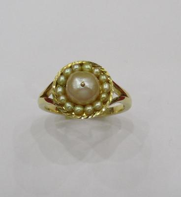 Natural Basra Pearl Ring 2+ carats 18k Gold