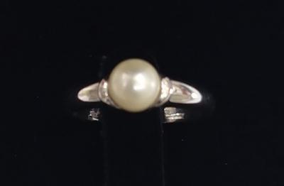Natural Basra Pearl Ring 6mm on 18K White Gold