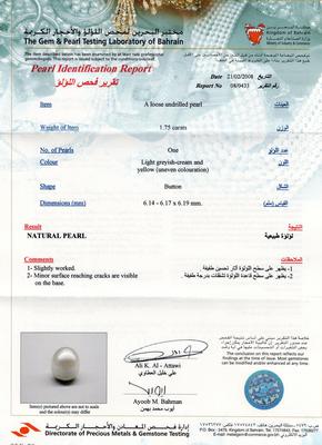 Natural Basra Pearl Ring 6mm on 18K White Gold