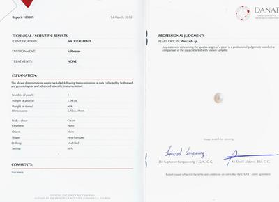 Natural Basra Pearl Ring with Diamonds and 18k Gold