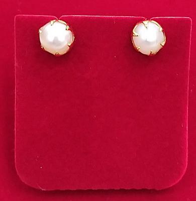 Natural Basra Pearl Stud 3+ Carat Earrings on 21K Gold