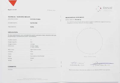 Cert - Natural Basra Pearls Necklace on 21k Gold Chain