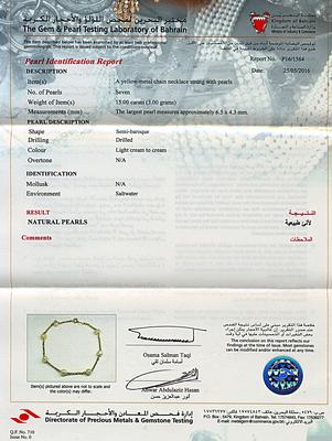 Natural Basra Persian Gulf Pearl Bracelet on 18k Gold - Certificate