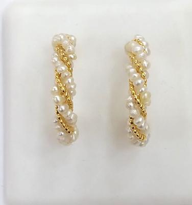 Natural Basra Seed Pearls Earrings on 21K Gold