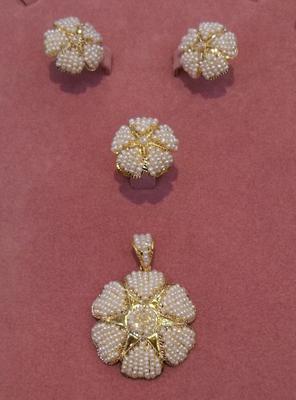 Natural Basra Seed Pearls Full Set - Pendant, Ring, Earrings